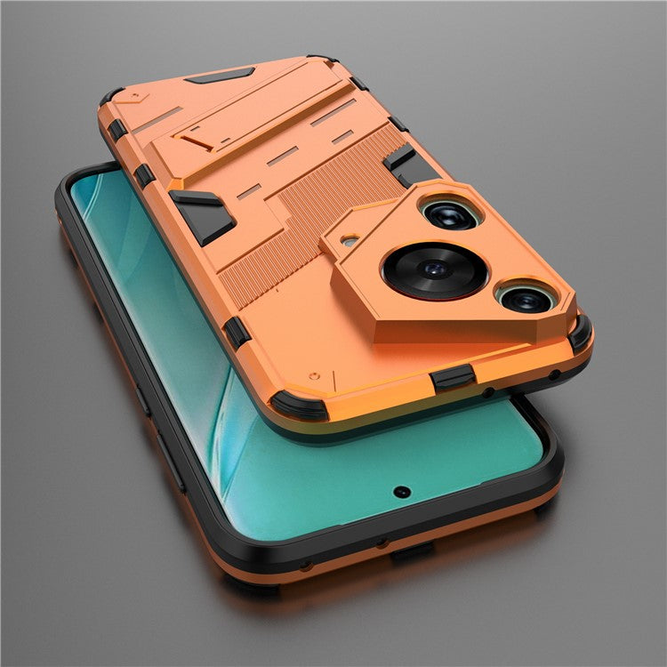 For Huawei Pura 70 Ultra Case PC+TPU Drop-proof Phone Cover with Folding Kickstand - Orange