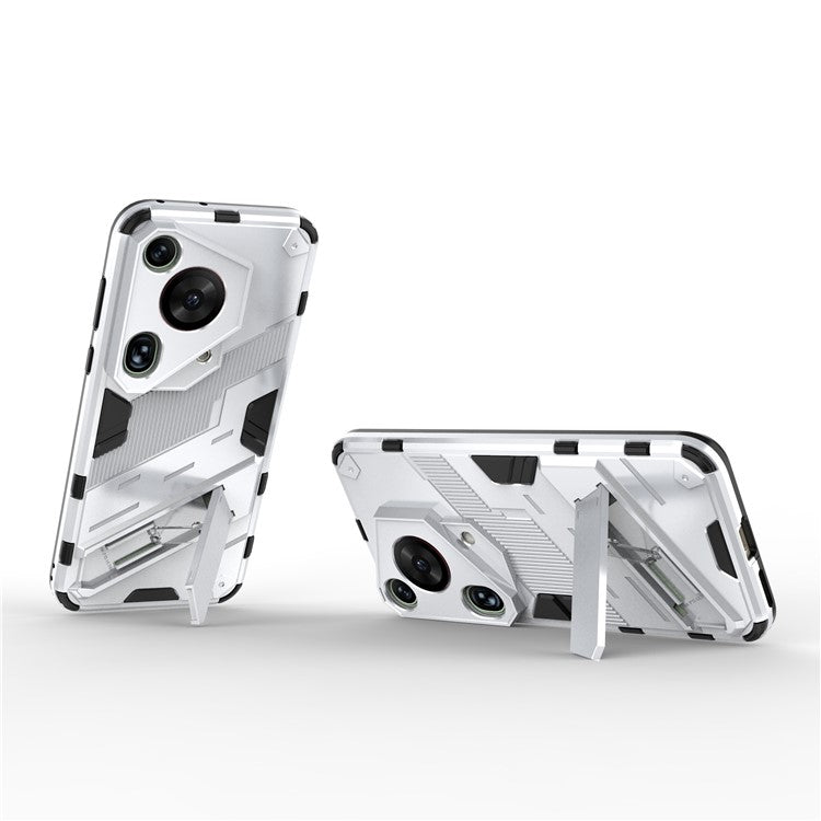 For Huawei Pura 70 Ultra Case PC+TPU Drop-proof Phone Cover with Folding Kickstand - White