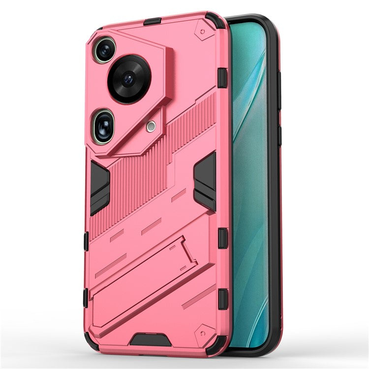 For Huawei Pura 70 Ultra Case PC+TPU Drop-proof Phone Cover with Folding Kickstand - Rose