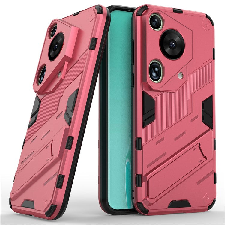 For Huawei Pura 70 Ultra Case PC+TPU Drop-proof Phone Cover with Folding Kickstand - Rose