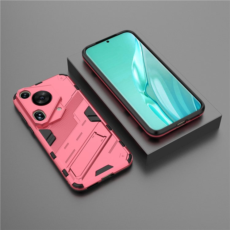 For Huawei Pura 70 Ultra Case PC+TPU Drop-proof Phone Cover with Folding Kickstand - Rose