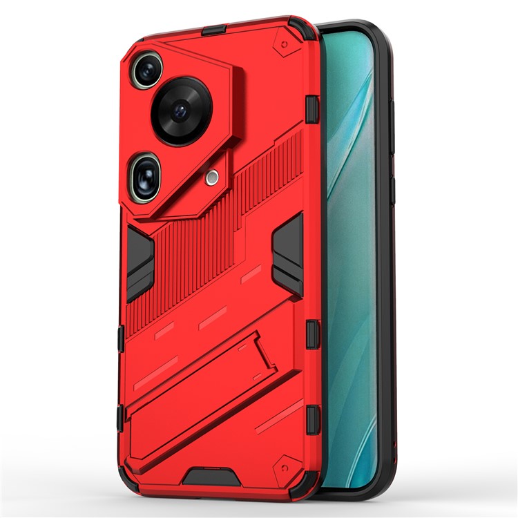 For Huawei Pura 70 Ultra Case PC+TPU Drop-proof Phone Cover with Folding Kickstand - Red