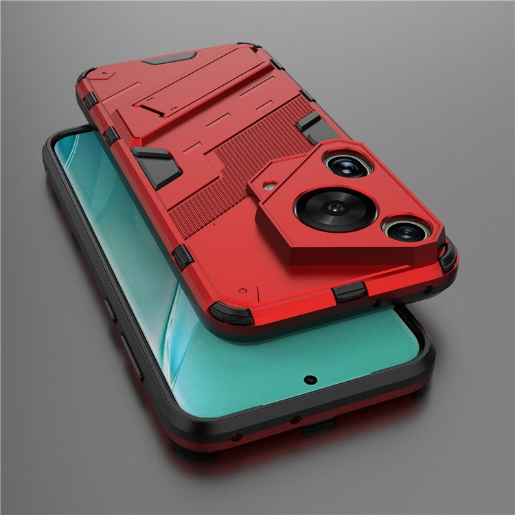 For Huawei Pura 70 Ultra Case PC+TPU Drop-proof Phone Cover with Folding Kickstand - Red
