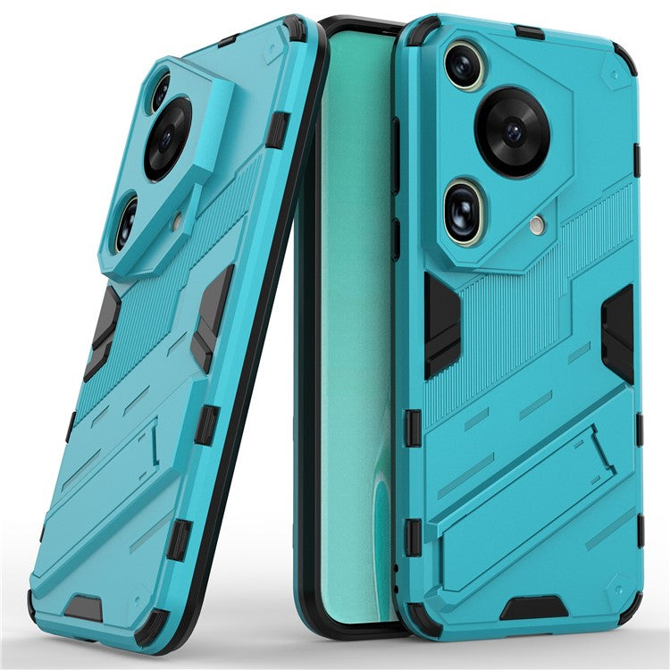 For Huawei Pura 70 Ultra Case PC+TPU Drop-proof Phone Cover with Folding Kickstand - Blue