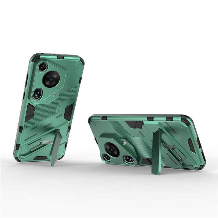 For Huawei Pura 70 Ultra Case PC+TPU Drop-proof Phone Cover with Folding Kickstand - Green