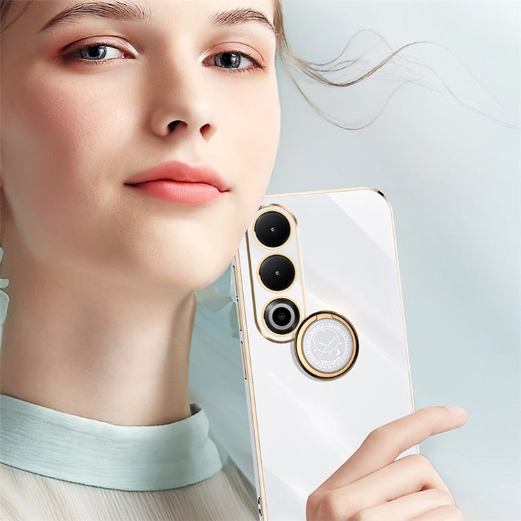 XINLI For OnePlus Nord CE4 5G TPU Case Ring Kickstand Electroplating Phone Cover - White