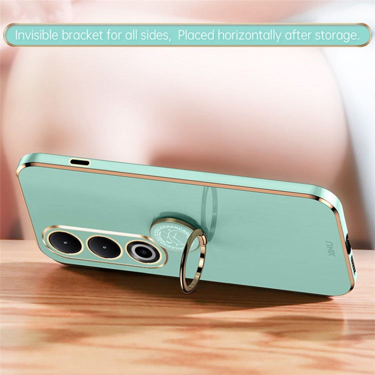 XINLI For OnePlus Nord CE4 5G TPU Case Ring Kickstand Electroplating Phone Cover - White