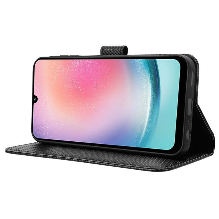 For Samsung Galaxy M55 5G / C55 5G / F55 5G Case Diamond Texture PU Leather Wallet Phone Cover TPU Inner Shell - Black