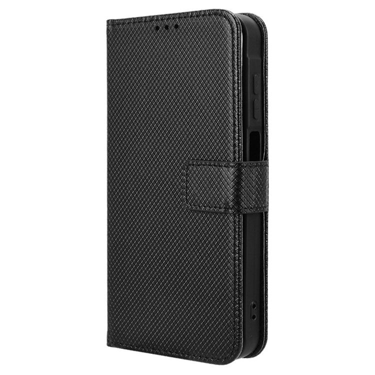 For Samsung Galaxy M55 5G / C55 5G / F55 5G Case Diamond Texture PU Leather Wallet Phone Cover TPU Inner Shell - Black