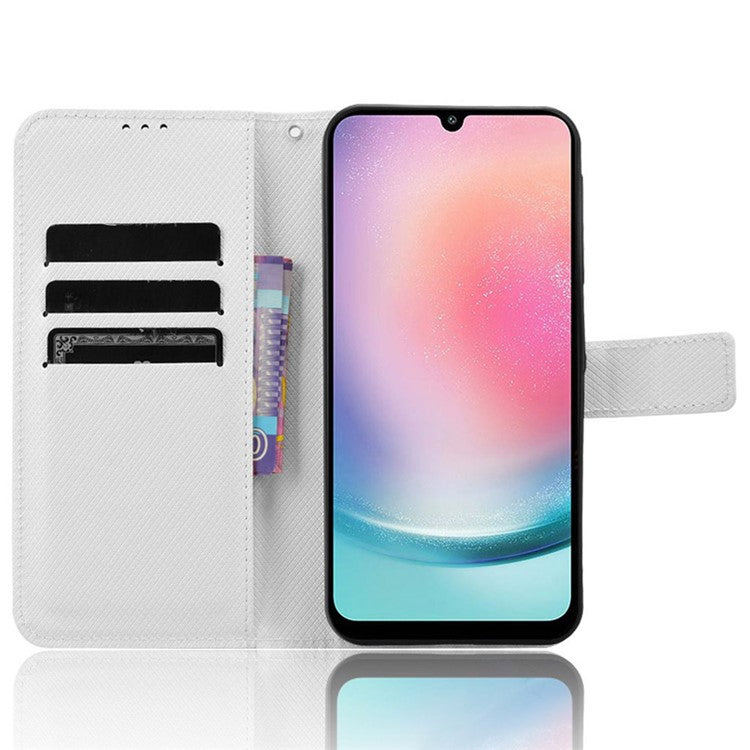 For Samsung Galaxy M55 5G / C55 5G / F55 5G Case Diamond Texture PU Leather Wallet Phone Cover TPU Inner Shell - White