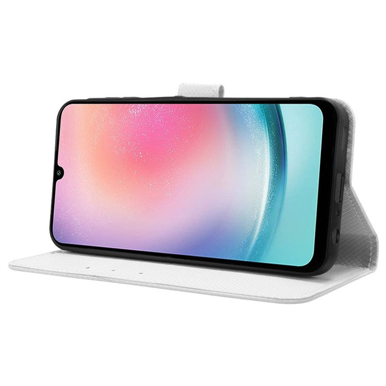 For Samsung Galaxy M55 5G / C55 5G / F55 5G Case Diamond Texture PU Leather Wallet Phone Cover TPU Inner Shell - White