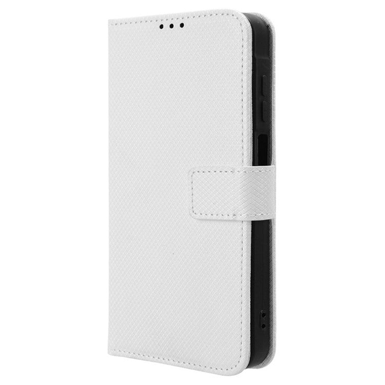 For Samsung Galaxy M55 5G / C55 5G / F55 5G Case Diamond Texture PU Leather Wallet Phone Cover TPU Inner Shell - White