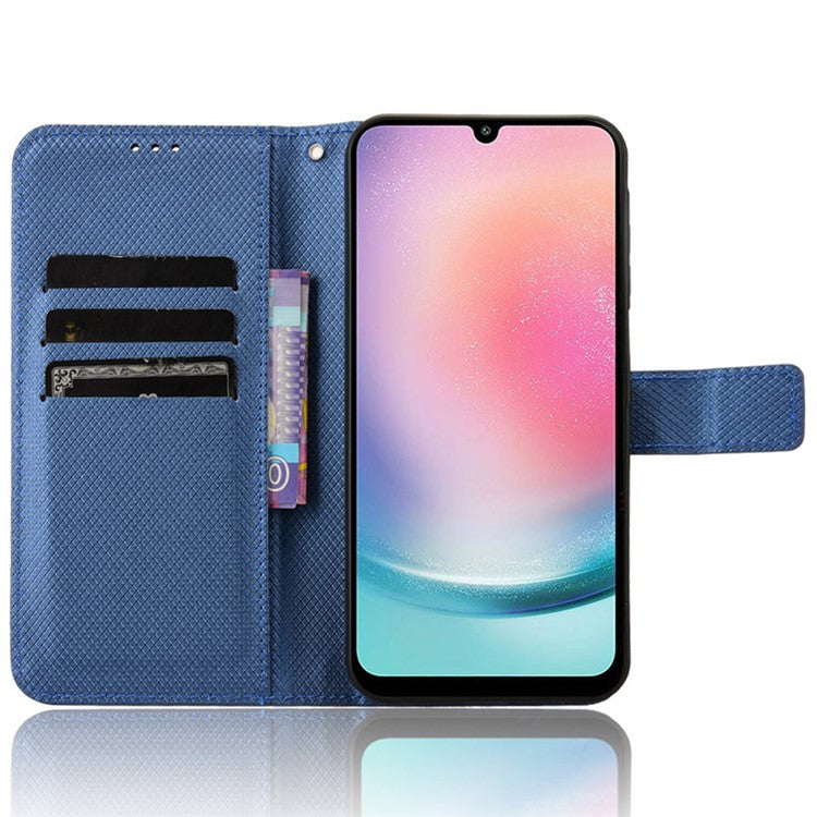 For Samsung Galaxy M55 5G / C55 5G / F55 5G Case Diamond Texture PU Leather Wallet Phone Cover TPU Inner Shell - Blue