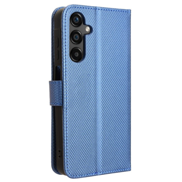 For Samsung Galaxy M55 5G / C55 5G / F55 5G Case Diamond Texture PU Leather Wallet Phone Cover TPU Inner Shell - Blue