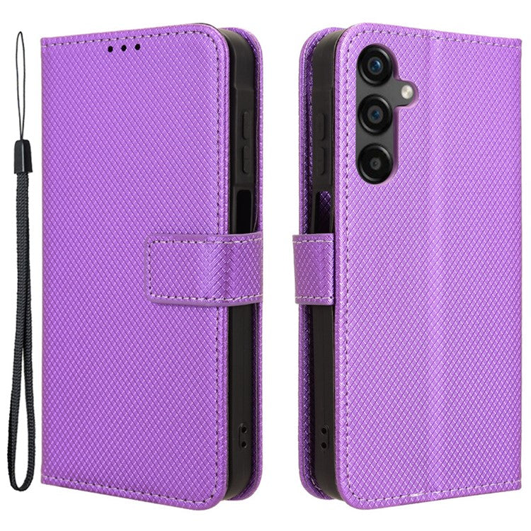 For Samsung Galaxy M55 5G / C55 5G / F55 5G Case Diamond Texture PU Leather Wallet Phone Cover TPU Inner Shell - Purple