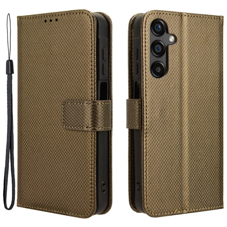 For Samsung Galaxy M55 5G / C55 5G / F55 5G Case Diamond Texture PU Leather Wallet Phone Cover TPU Inner Shell - Brown