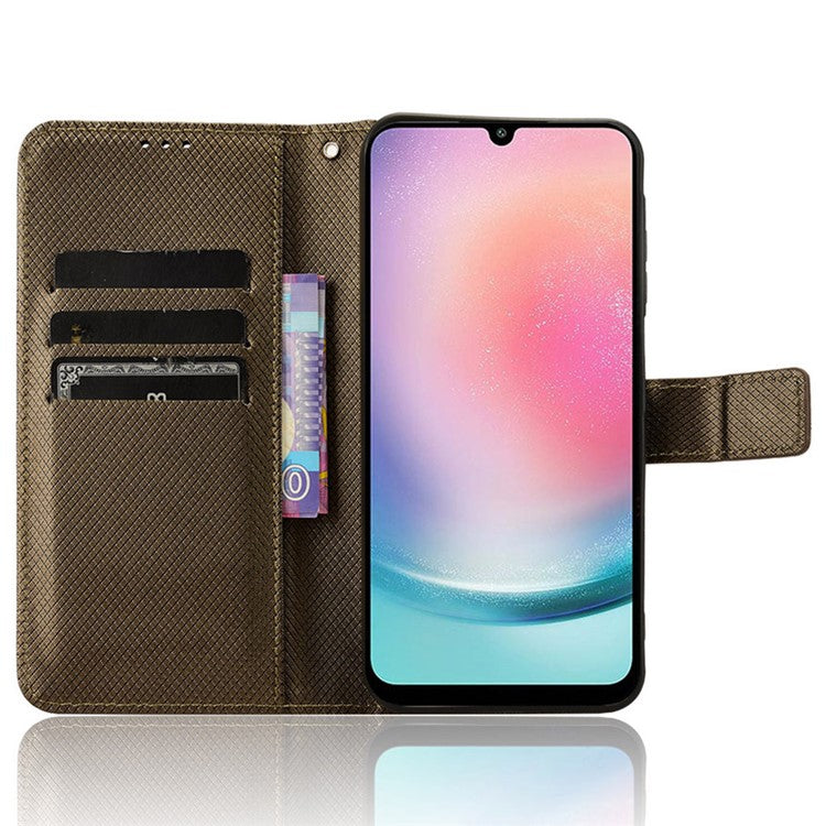 For Samsung Galaxy M55 5G / C55 5G / F55 5G Case Diamond Texture PU Leather Wallet Phone Cover TPU Inner Shell - Brown