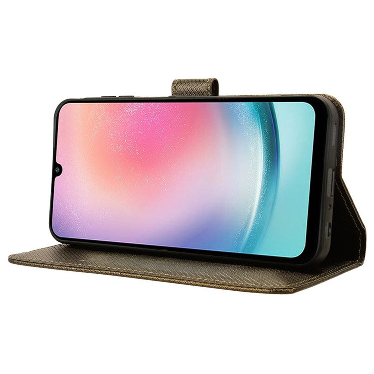 For Samsung Galaxy M55 5G / C55 5G / F55 5G Case Diamond Texture PU Leather Wallet Phone Cover TPU Inner Shell - Brown