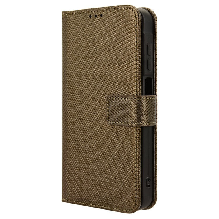 For Samsung Galaxy M55 5G / C55 5G / F55 5G Case Diamond Texture PU Leather Wallet Phone Cover TPU Inner Shell - Brown