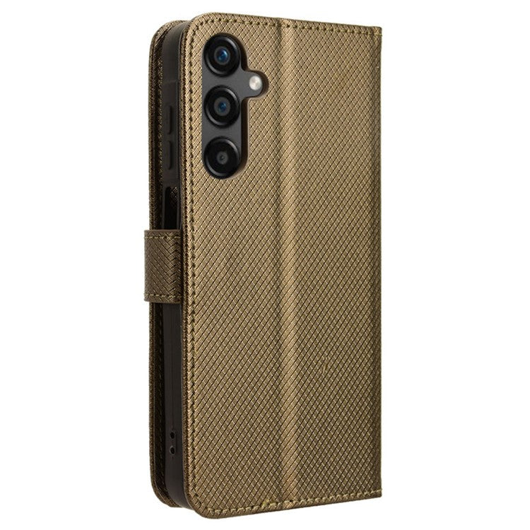 For Samsung Galaxy M55 5G / C55 5G / F55 5G Case Diamond Texture PU Leather Wallet Phone Cover TPU Inner Shell - Brown