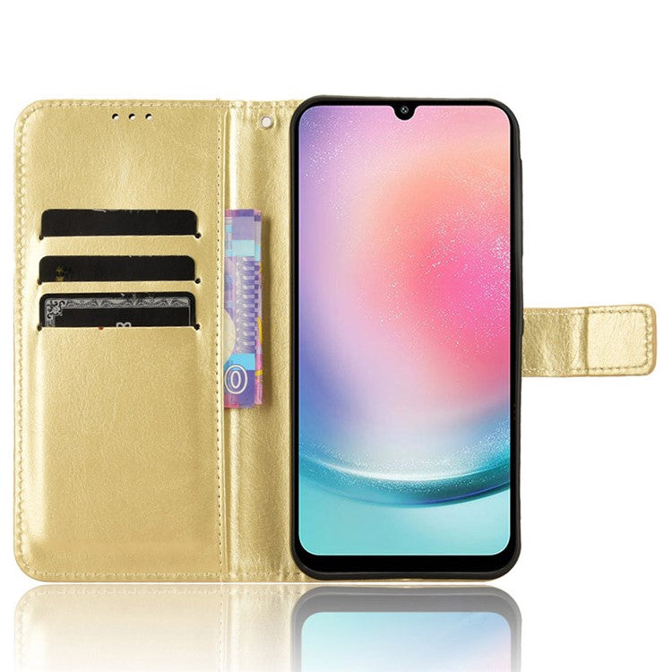 For Samsung Galaxy M55 5G / C55 5G / F55 5G Case Crazy Horse Texture Leather Phone Cover with Wallet Stand - Gold