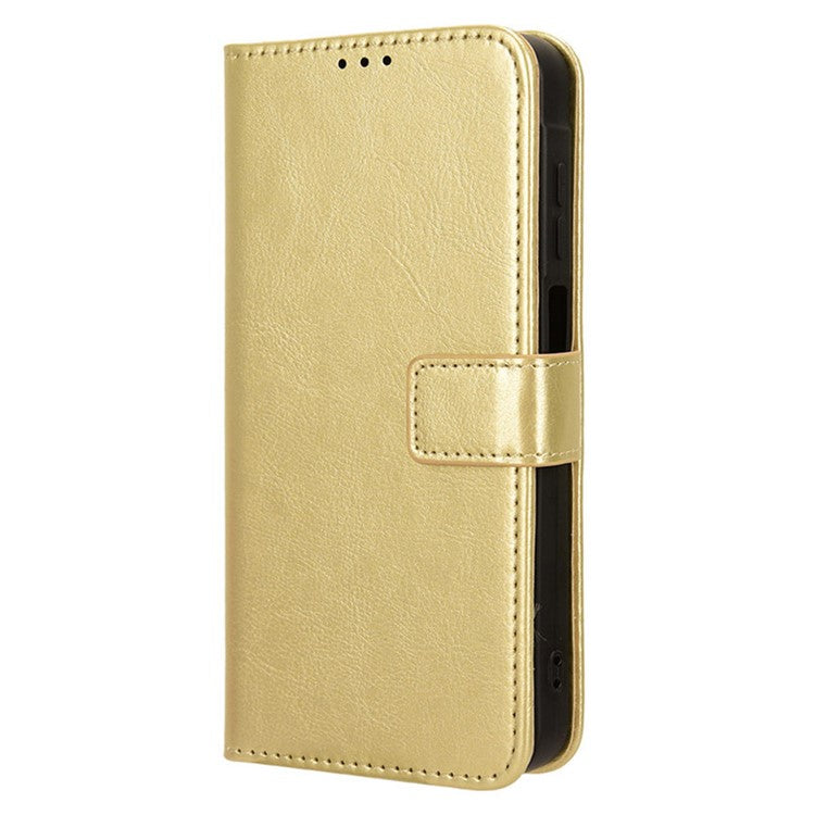 For Samsung Galaxy M55 5G / C55 5G / F55 5G Case Crazy Horse Texture Leather Phone Cover with Wallet Stand - Gold