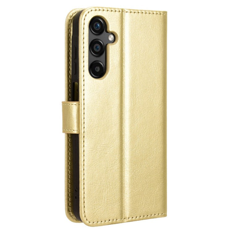 For Samsung Galaxy M55 5G / C55 5G / F55 5G Case Crazy Horse Texture Leather Phone Cover with Wallet Stand - Gold