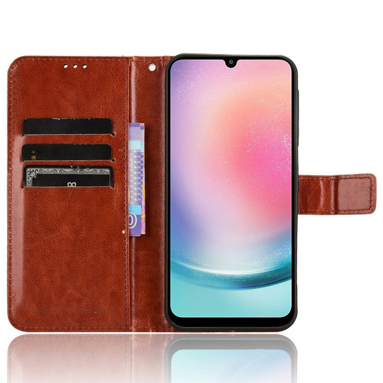 For Samsung Galaxy M55 5G / C55 5G / F55 5G Case Crazy Horse Texture Leather Phone Cover with Wallet Stand - Brown