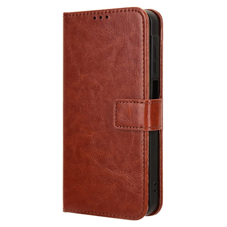 For Samsung Galaxy M55 5G / C55 5G / F55 5G Case Crazy Horse Texture Leather Phone Cover with Wallet Stand - Brown