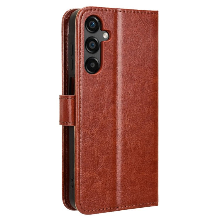 For Samsung Galaxy M55 5G / C55 5G / F55 5G Case Crazy Horse Texture Leather Phone Cover with Wallet Stand - Brown