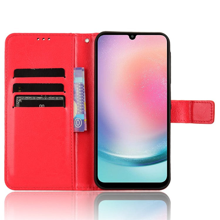 For Samsung Galaxy M55 5G / C55 5G / F55 5G Case Crazy Horse Texture Leather Phone Cover with Wallet Stand - Red