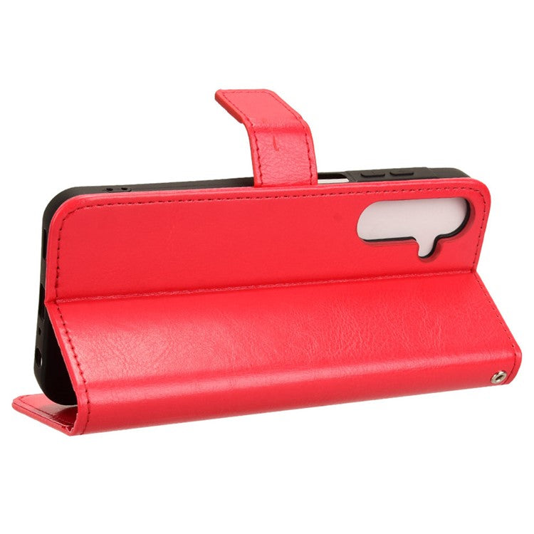 For Samsung Galaxy M55 5G / C55 5G / F55 5G Case Crazy Horse Texture Leather Phone Cover with Wallet Stand - Red