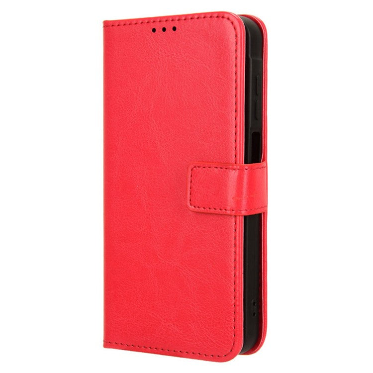 For Samsung Galaxy M55 5G / C55 5G / F55 5G Case Crazy Horse Texture Leather Phone Cover with Wallet Stand - Red