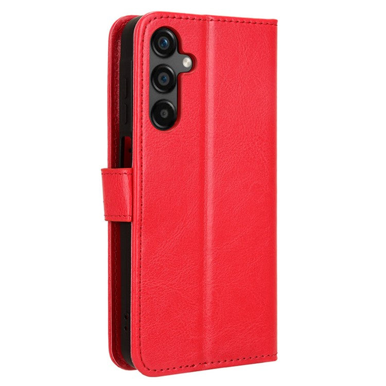 For Samsung Galaxy M55 5G / C55 5G / F55 5G Case Crazy Horse Texture Leather Phone Cover with Wallet Stand - Red