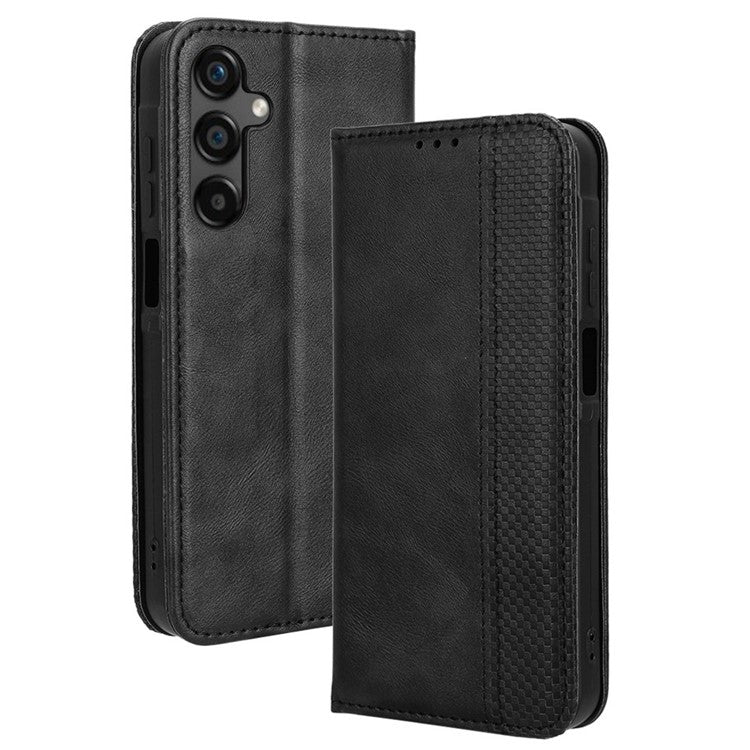 For Samsung Galaxy M55 5G / C55 5G / F55 5G Wallet Phone Case Retro Leather Flip Cover - Black