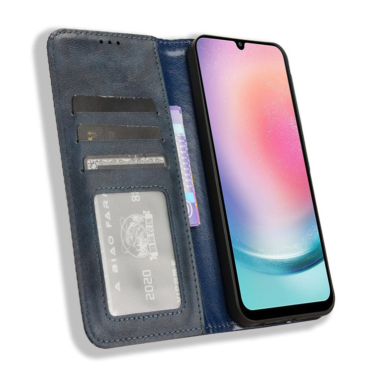 For Samsung Galaxy M55 5G / C55 5G / F55 5G Wallet Phone Case Retro Leather Flip Cover - Blue