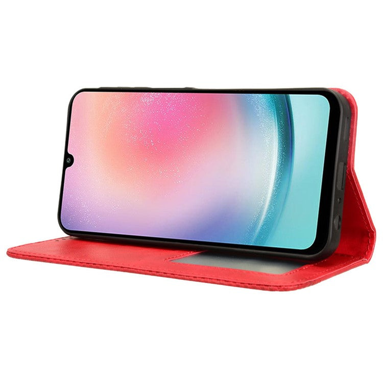 For Samsung Galaxy M55 5G / C55 5G / F55 5G Wallet Phone Case Retro Leather Flip Cover - Red