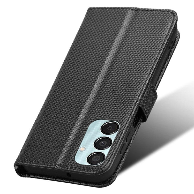 For Samsung Galaxy F15 5G / M15 5G Wallet Case Diamond Texture Leather Phone Cover - Black