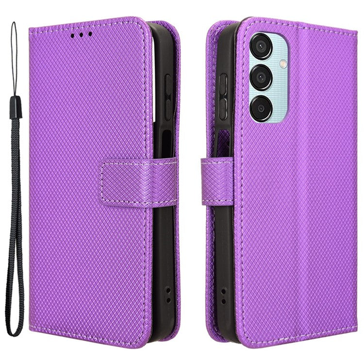 For Samsung Galaxy F15 5G / M15 5G Wallet Case Diamond Texture Leather Phone Cover - Purple