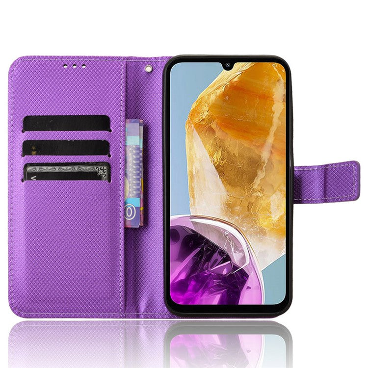 For Samsung Galaxy F15 5G / M15 5G Wallet Case Diamond Texture Leather Phone Cover - Purple