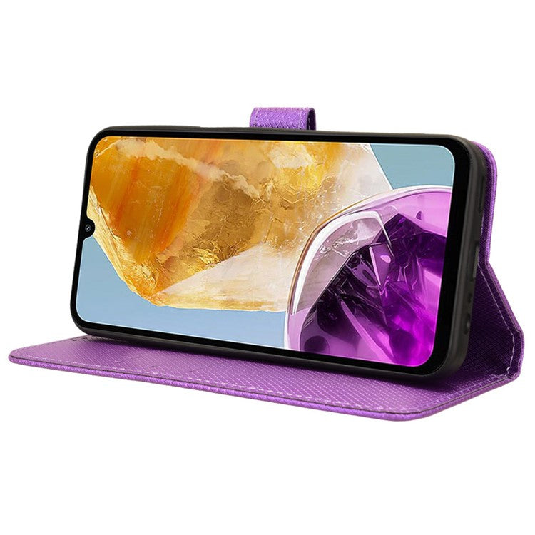 For Samsung Galaxy F15 5G / M15 5G Wallet Case Diamond Texture Leather Phone Cover - Purple