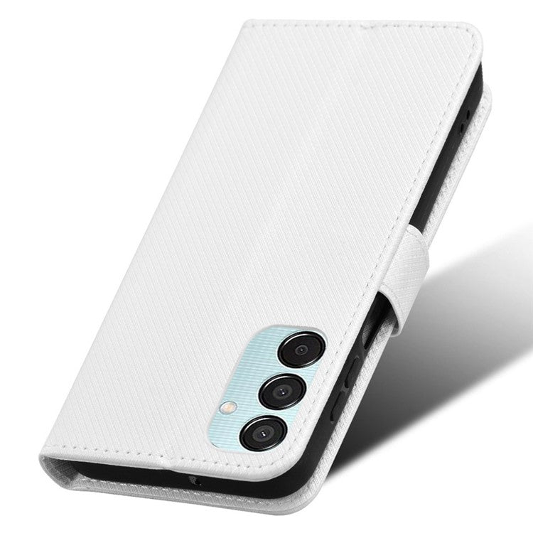 For Samsung Galaxy F15 5G / M15 5G Wallet Case Diamond Texture Leather Phone Cover - White