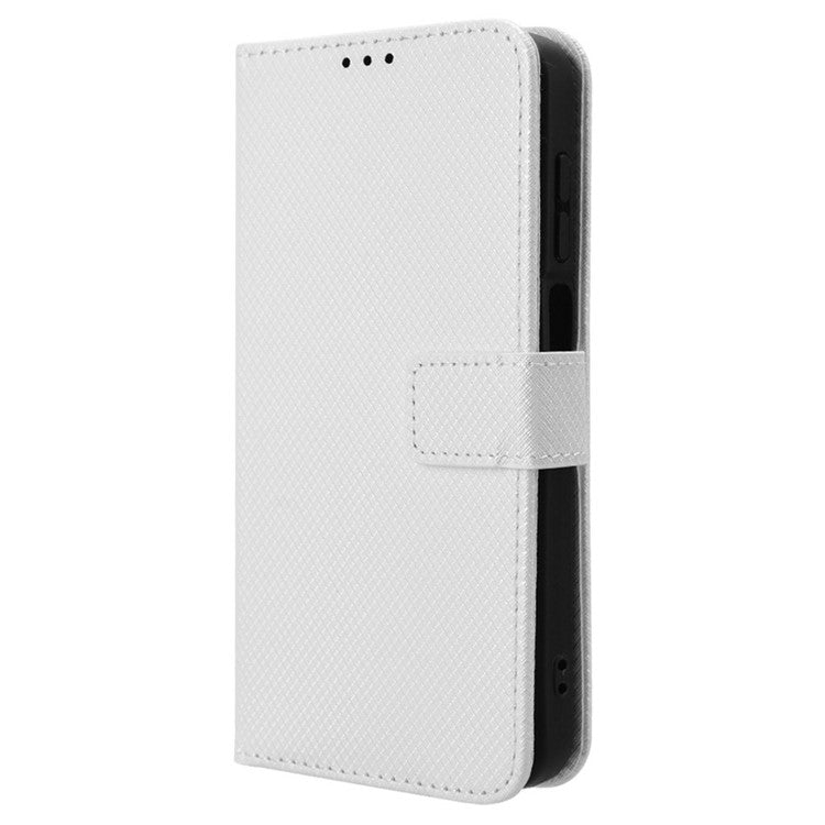 For Samsung Galaxy F15 5G / M15 5G Wallet Case Diamond Texture Leather Phone Cover - White