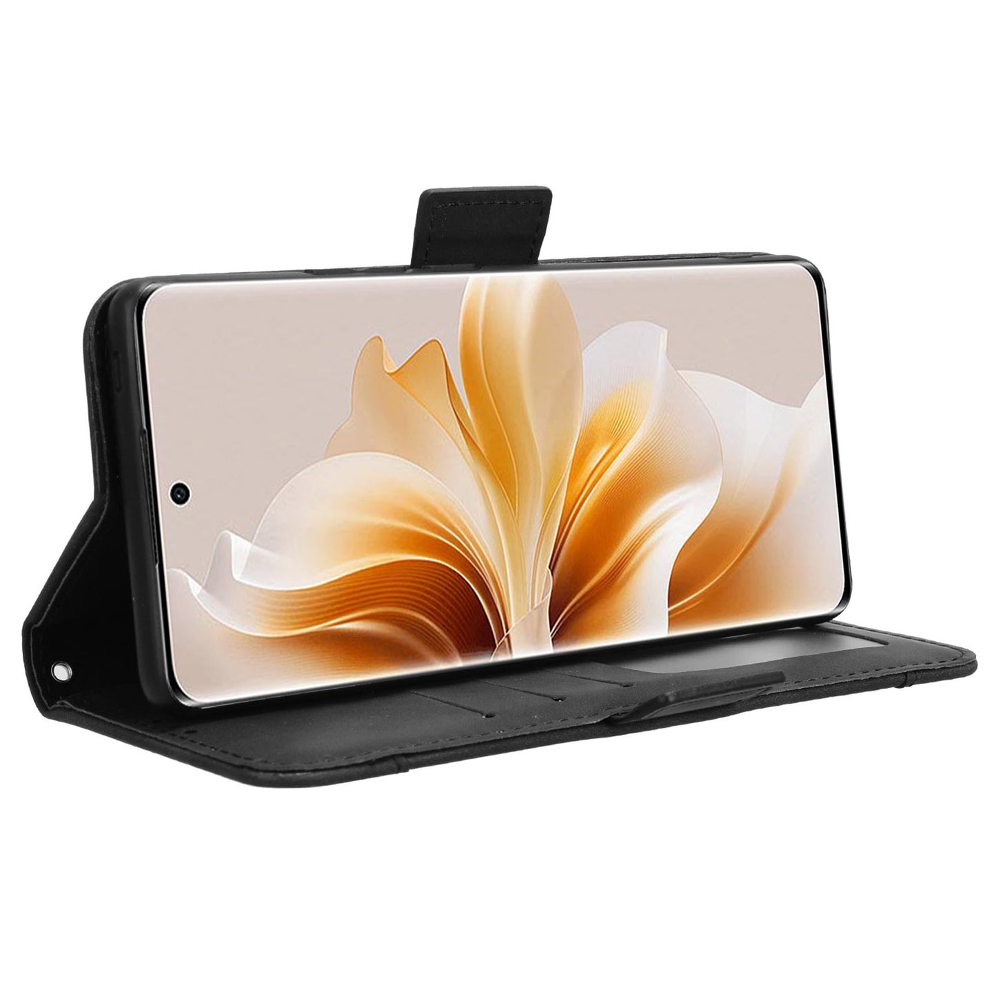 For Oppo F27 Pro 5G / Oppo F27 Pro+ 5G / A3 Pro (China) 5G Case Multiple Card Slots Shockproof Leather Folio Phone Cover - Black