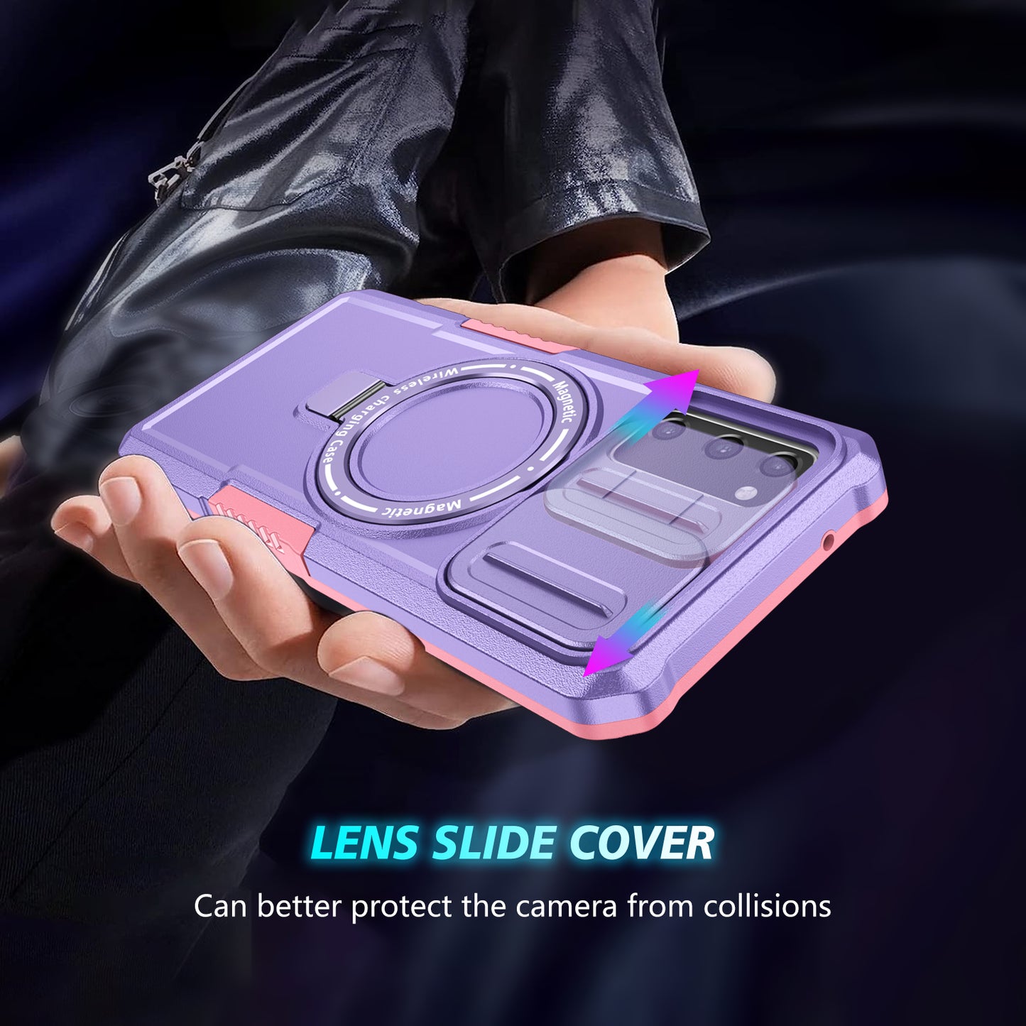 For Samsung Galaxy S20 FE 4G / FE 5G / S20 Lite / S20 FE 2022 Magnetic Case PC+TPU Phone Shell with Slide Camera Lid - Pink / Purple