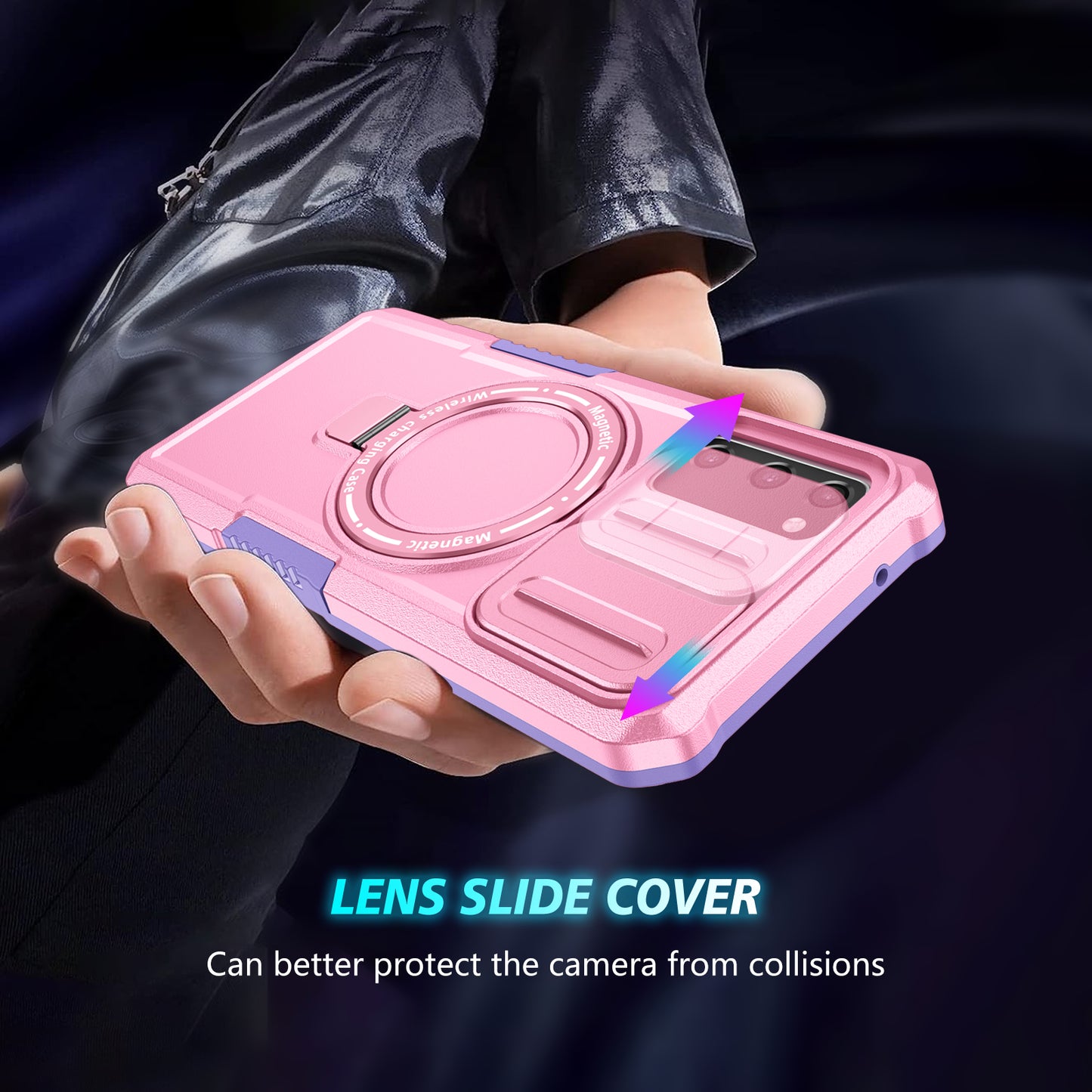For Samsung Galaxy S20 FE 4G / FE 5G / S20 Lite / S20 FE 2022 Magnetic Case PC+TPU Phone Shell with Slide Camera Lid - Purple / Pink