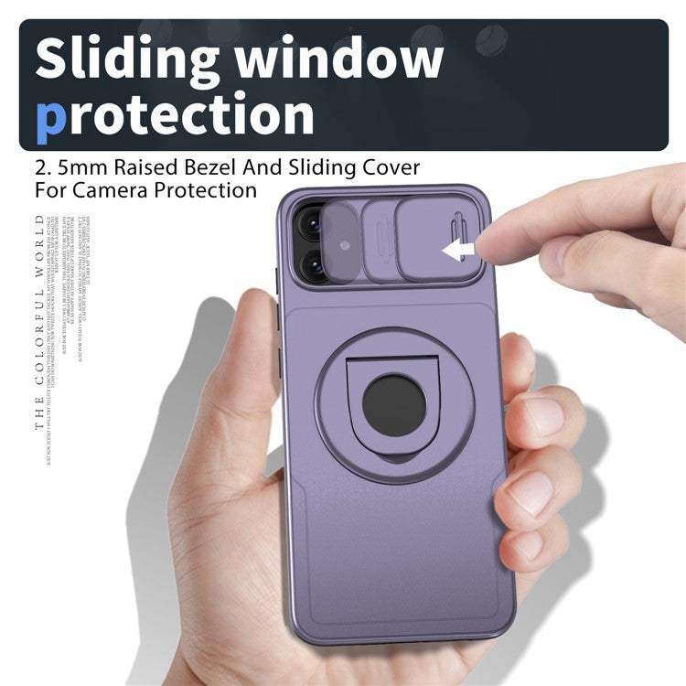 For Samsung Galaxy A05 4G Case Camera Protection Kickstand Dual Layer Hybrid TPU+PC Phone Cover - Purple