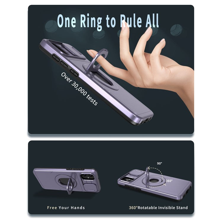 For Samsung Galaxy A05 4G Case Camera Protection Kickstand Dual Layer Hybrid TPU+PC Phone Cover - Purple