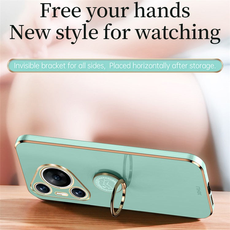 XINLI For Huawei Pura 70 Pro Case Electroplating Kickstand TPU Phone Cover - Cyan