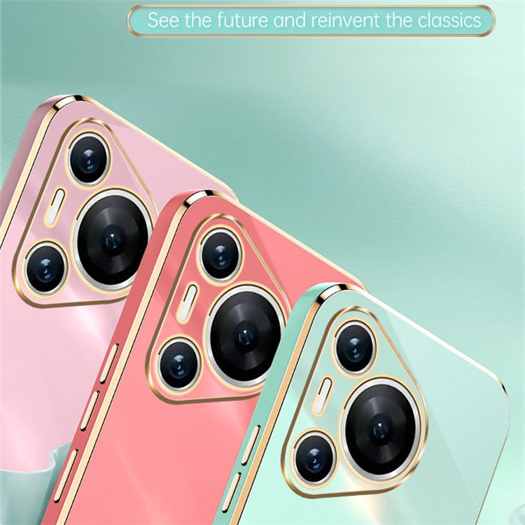 XINLI For Huawei Pura 70 Pro Case Electroplating Kickstand TPU Phone Cover - Pink
